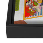 Lovers Watching an Approaching Thunderstorm, Indian Miniature Painting  Framed Canvas Print Gallery Image 3