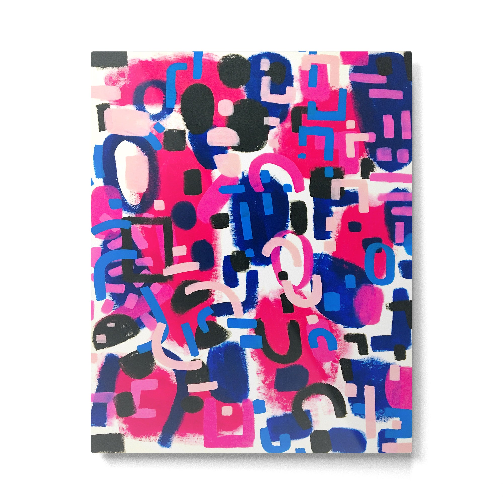 Magenta Blue Abstract Acrylic Painting Kusama Primitive Shapes Metal Print Gallery Image 4