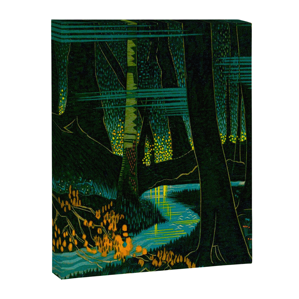 Magical Dark Fantasy Forest Woodblock Canvas Print Gallery Image 6