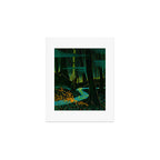 Magical Dark Fantasy Forest Woodblock Art Print Gallery Image 1
