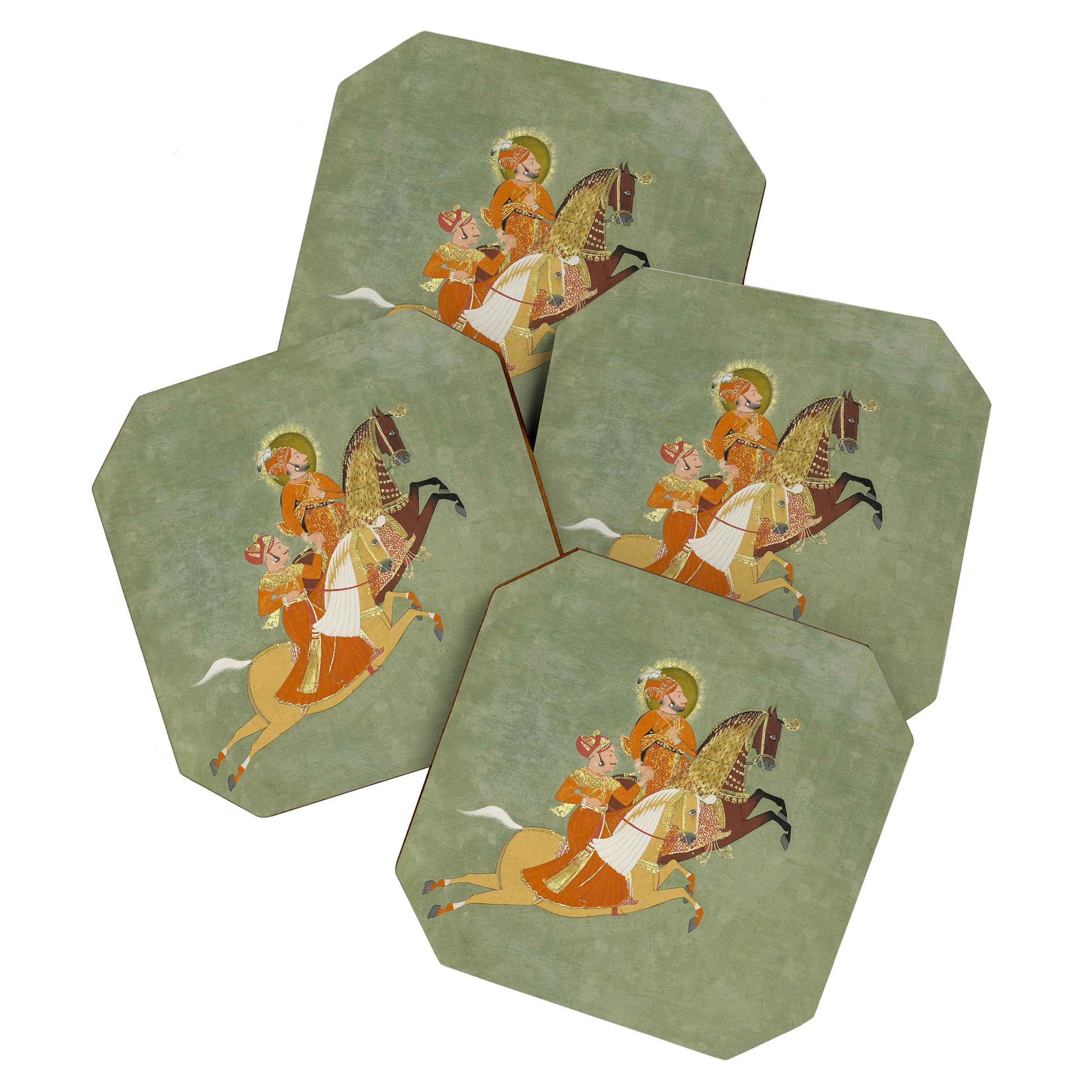 MAHARANA ARI SINGH OF MEWAR RIDING WITH A COMPANION BY THE ARTIST JUGARSI, MEWAR, RAJASTHAN 1765-66  Coaster Gallery Image 1