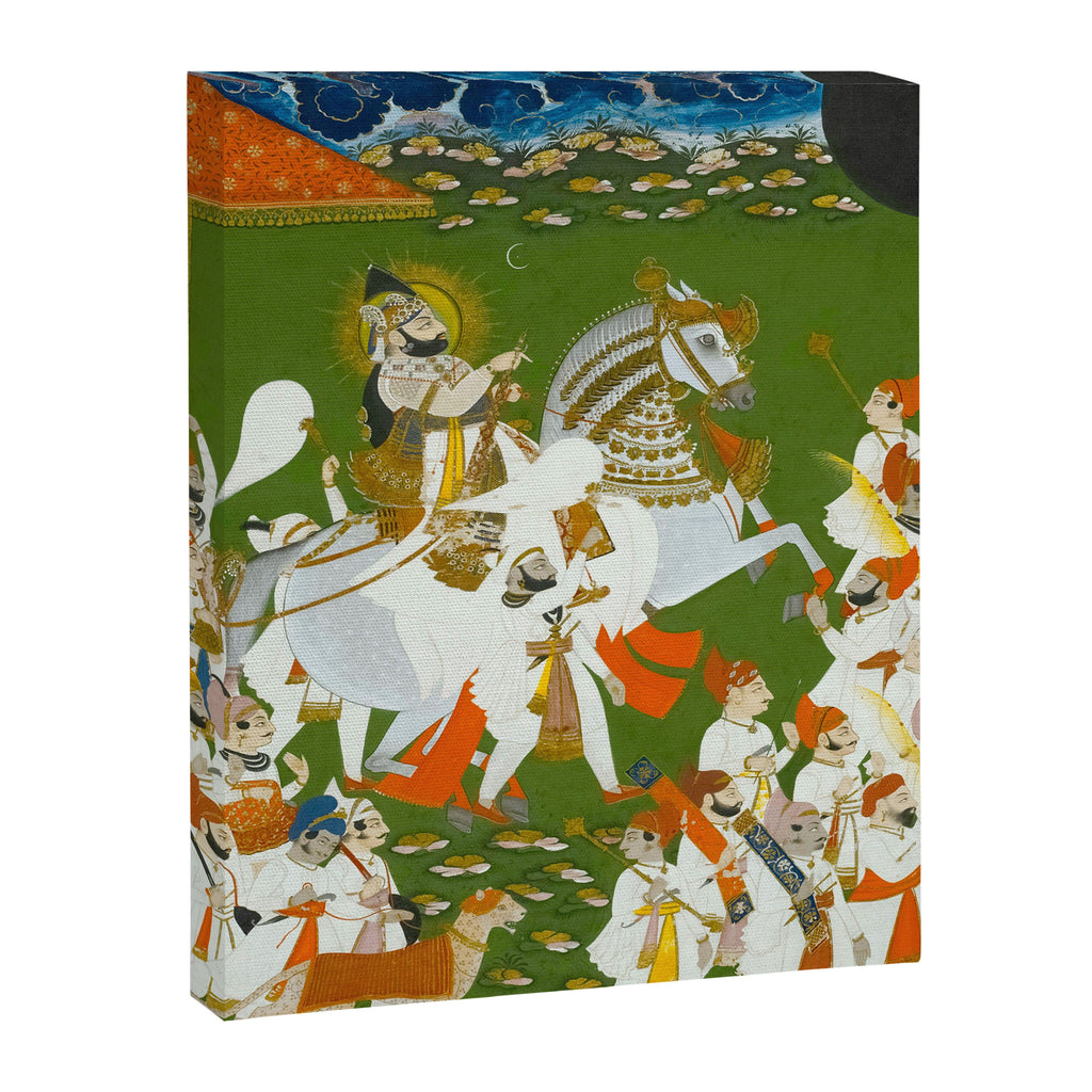 Maharana Bhim Singh in Procession Indian Miniature Painting  Canvas Print Gallery Image 6