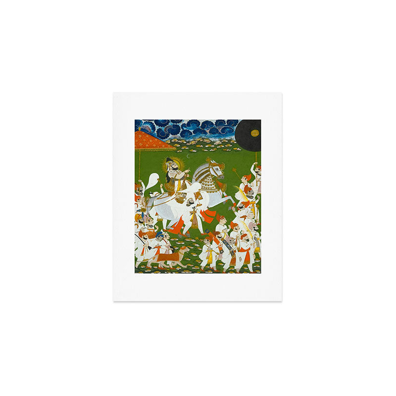 Maharana Bhim Singh in Procession Indian Miniature Painting  Art Print Gallery Image 1