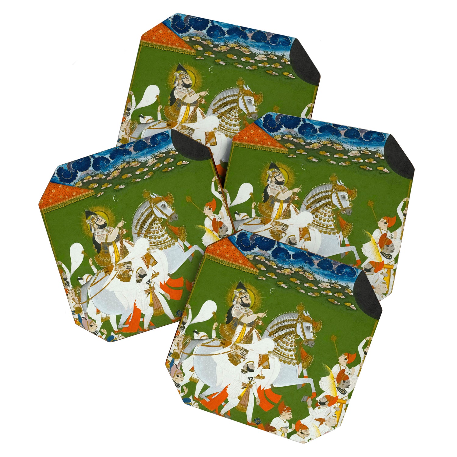 Maharana Bhim Singh in Procession Indian Miniature Painting  Coaster Gallery Image 1