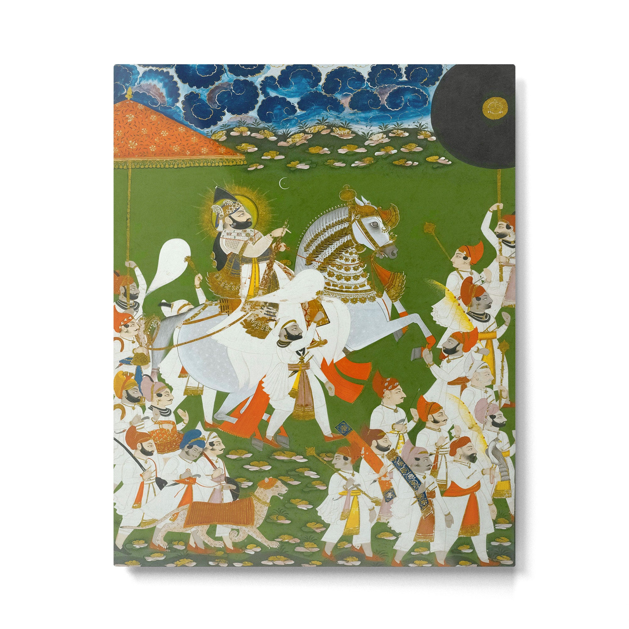 Maharana Bhim Singh in Procession Indian Miniature Painting  Metal Print Gallery Image 4