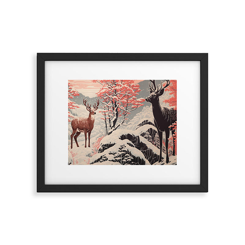Majestic Winter Mountain Deer  Framed Art Print Gallery Image 5