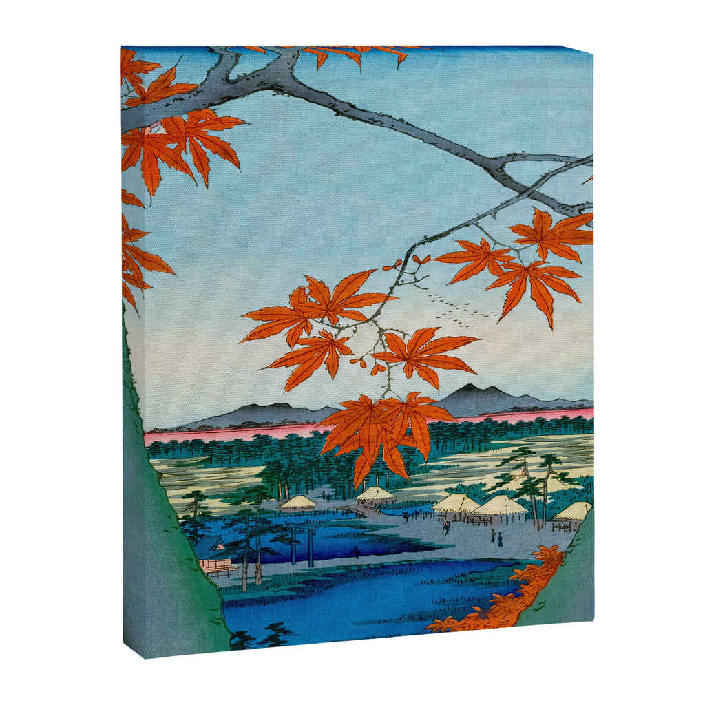 Maple Trees at Mama, Tekona Shrine and Tsugi Bridge (Mama no momiji, Tekona no yashiro, Tsugihashi), from the series âOne Hundred Famous Views of Edo Utagawa Hiroshige Vintage Japanese Woodblock Print East Asian Cultural Antique Art  Canvas Print Gallery Image 6