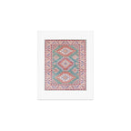 Marine Green Spiral Star Kazak Handmade Persian Rug Art Print Gallery Image 1
