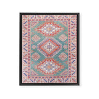Marine Green Spiral Star Kazak Handmade Persian Rug Framed Canvas Print Gallery Image 6