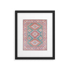 Marine Green Spiral Star Kazak Handmade Persian Rug Framed Art Print Gallery Image 5