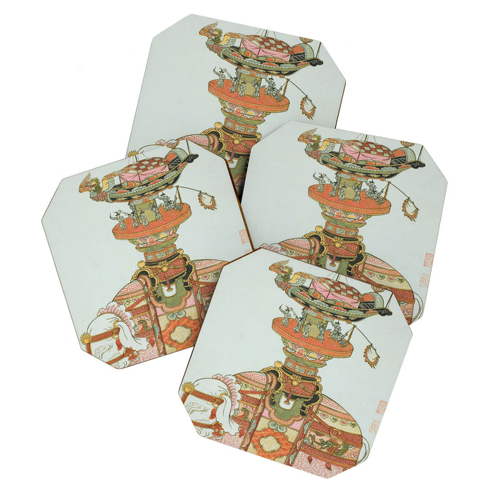 Mechanical Elephant with Festival Barge and Korean Musicians by Komatsuya Hyakki Coaster Gallery Image 1