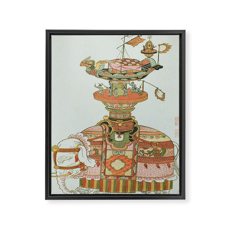 Mechanical Elephant with Festival Barge and Korean Musicians by Komatsuya Hyakki Framed Canvas Print Gallery Image 6