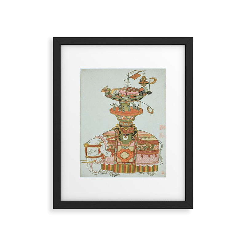 Mechanical Elephant with Festival Barge and Korean Musicians by Komatsuya Hyakki Framed Art Print Gallery Image 5