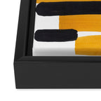 Mid Century Abstract Black & Yellow Fun Pattern Mustard Striped Primitive Stripes Framed Canvas Print Gallery Image 3