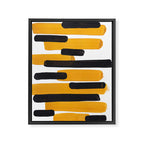 Mid Century Abstract Black & Yellow Fun Pattern Mustard Striped Primitive Stripes Framed Canvas Print Gallery Image 6