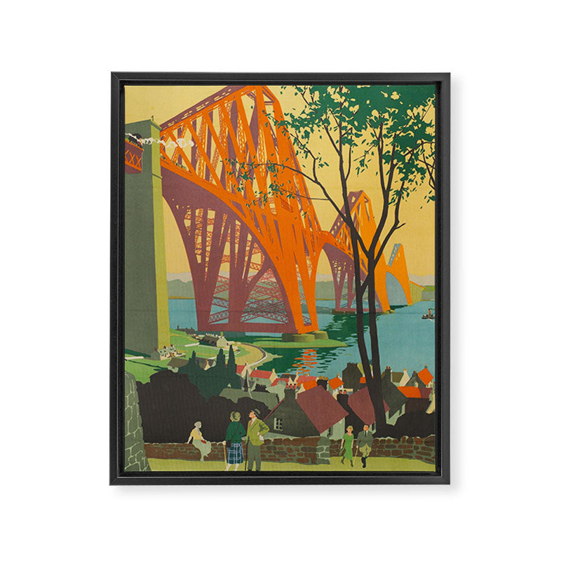 Mid Century Colorful Travel Posters Forth Bridge British Railways Framed Canvas Print Gallery Image 6