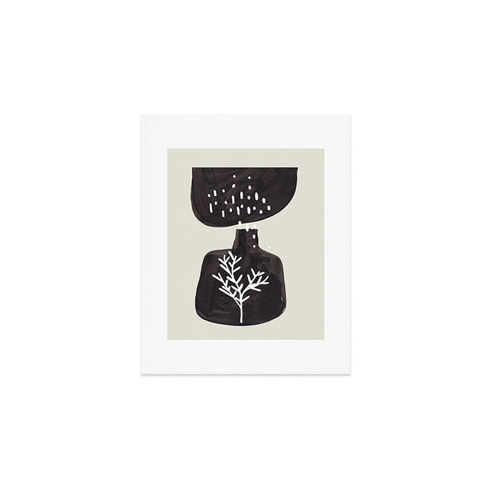 Mid Century Minimalist Black Ink Tribal Vase Abstract Vase Shapes Floral Plant Art Print Gallery Image 1