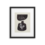 Mid Century Minimalist Black Ink Tribal Vase Abstract Vase Shapes Floral Plant Framed Art Print Gallery Image 5