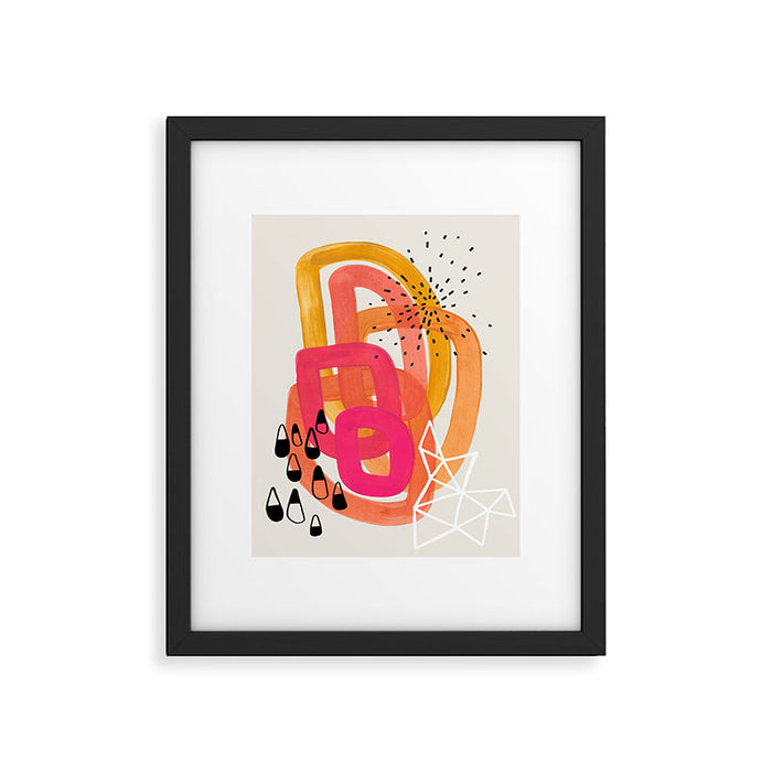 Mid Century Modern Abstract Colorful Art Ombre Magenta Yellow Circles Raindrops Geometric Pattern Framed Art Print Gallery Image 1