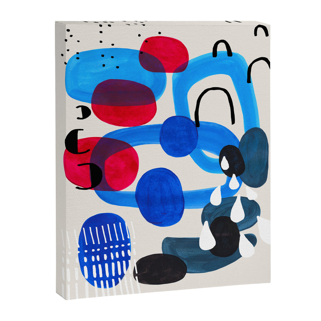 Mid Century Modern Abstract Colorful Art Patterns Ocean Blue Turquoise Grey Canvas Print Gallery Image 6