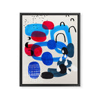 Mid Century Modern Abstract Colorful Art Patterns Ocean Blue Turquoise Grey Framed Canvas Print Gallery Image 6