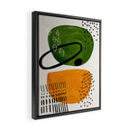 Mid Century Modern Abstract Colorful Art Patterns Olive Green Yellow Ochre Orbit Geometric Objects Framed Canvas Print Gallery Image 2