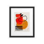 Mid Century Modern Abstract Colorful Art Yellow Ball Orange Shapes Orbit Black Pattern Framed Art Print Gallery Image 5
