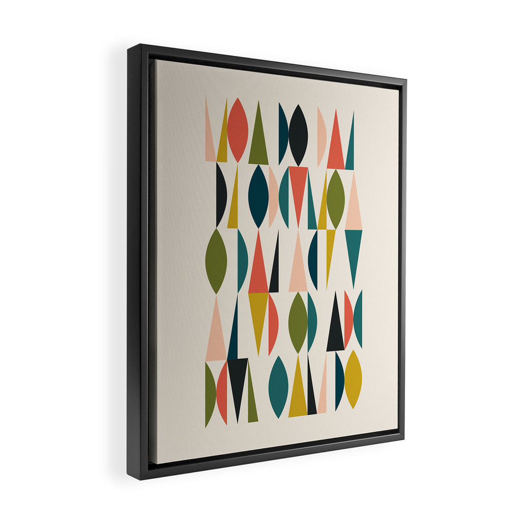 Mid Century Modern Abstract Colorful Shapes Funky Cool Minimalist Pattern Framed Canvas Print Gallery Image 2