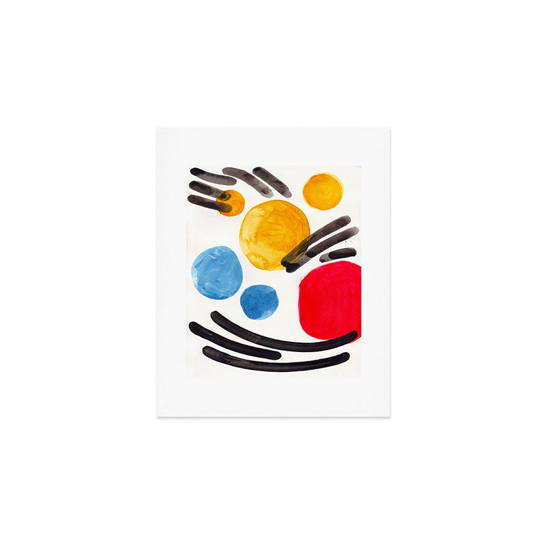 Mid Century Modern Abstract Juvenile childrens Fun Art Primary Colors Watercolor Minimalist Pop Art Art Print Gallery Image 1