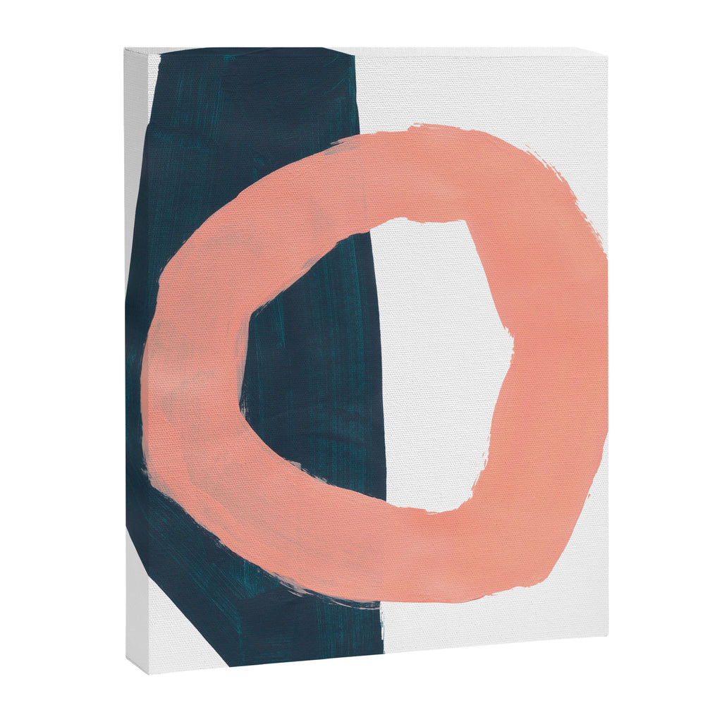 Mid Century Modern Abstract Minimalist Shapes Teal Blue Salmon Pink Canvas Print Gallery Image 6