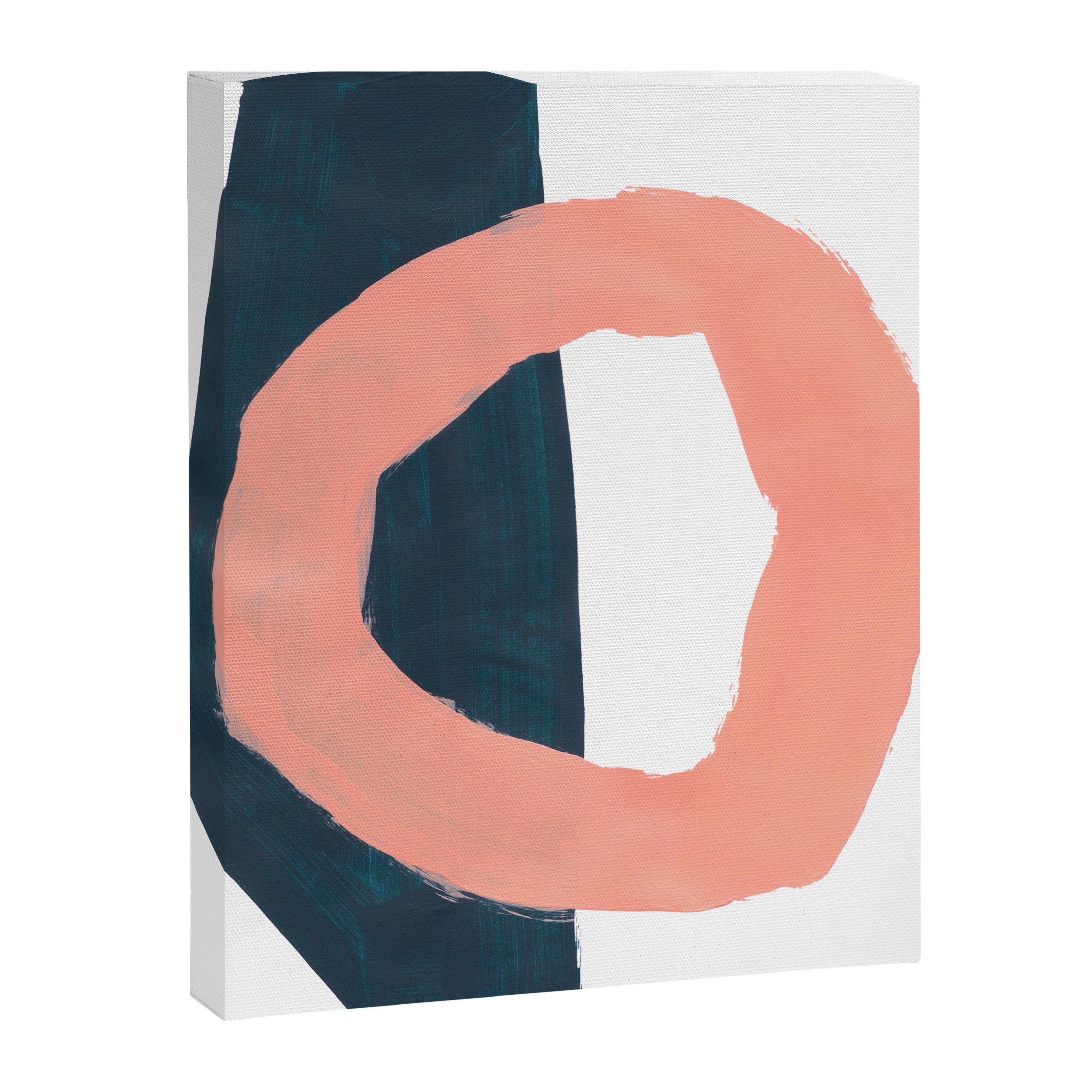 Mid Century Modern Abstract Minimalist Shapes Teal Blue Salmon Pink Canvas Print Gallery Image 6