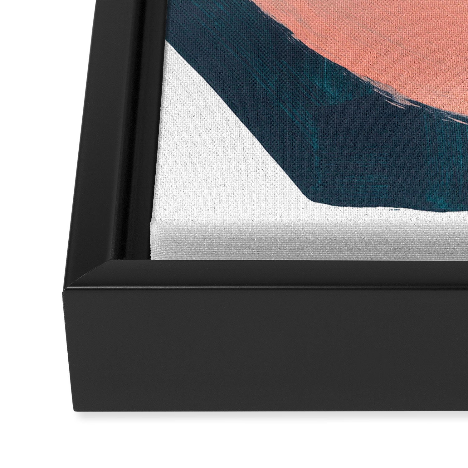 Mid Century Modern Abstract Minimalist Shapes Teal Blue Salmon Pink Framed Canvas Print Gallery Image 3