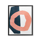 Mid Century Modern Abstract Minimalist Shapes Teal Blue Salmon Pink Framed Canvas Print Gallery Image 6