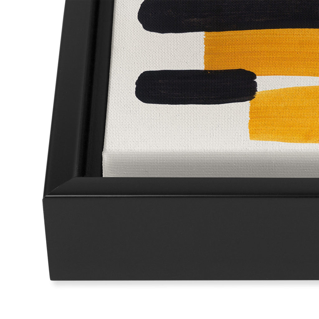 Mid Century Modern Abstract Painting Antique Yellow Black Bumble Bee Stripes Framed Canvas Print Gallery Image 3