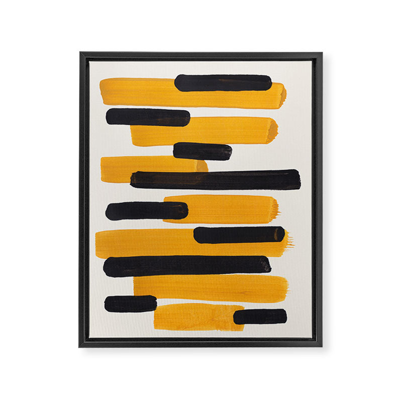 Mid Century Modern Abstract Painting Antique Yellow Black Bumble Bee Stripes Framed Canvas Print Gallery Image 6