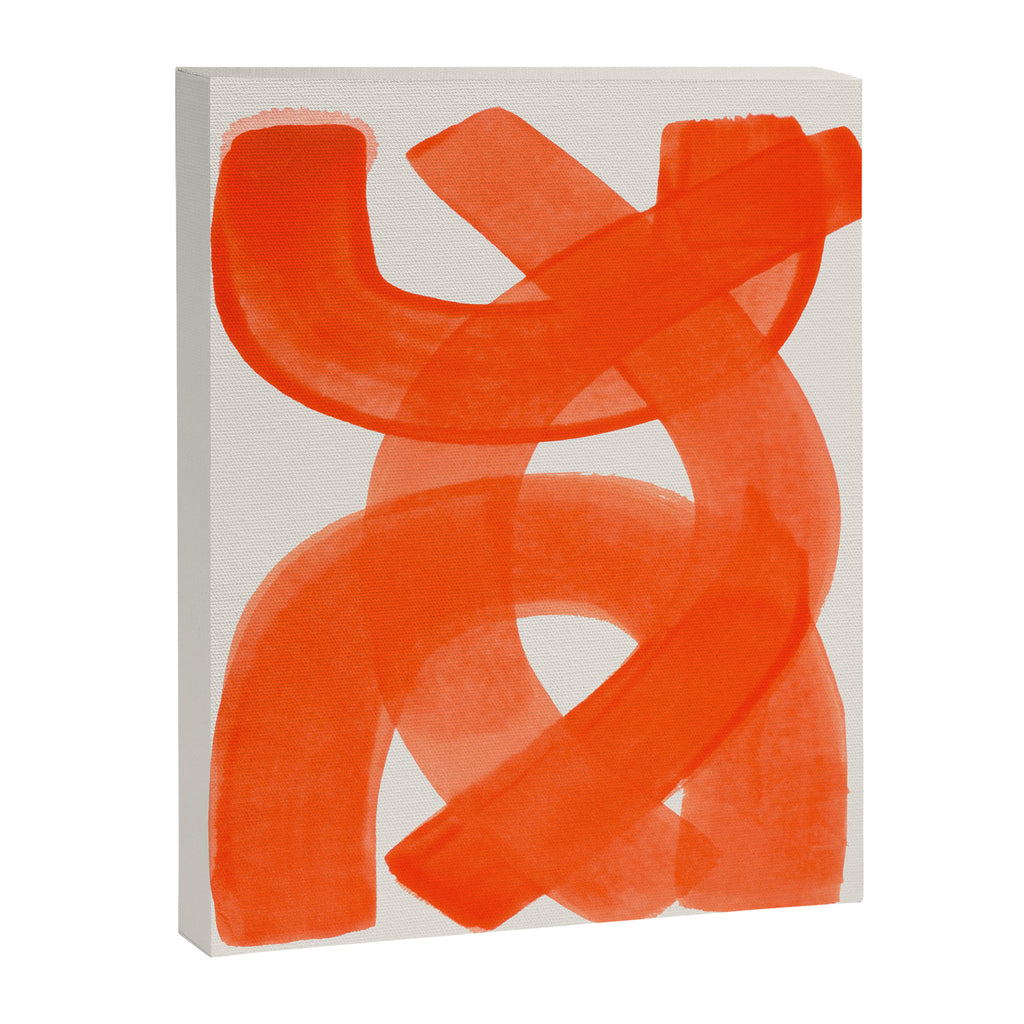 Mid Century Modern Abstract Painting Orange Watercolor Brush Strokes Canvas Print Gallery Image 6