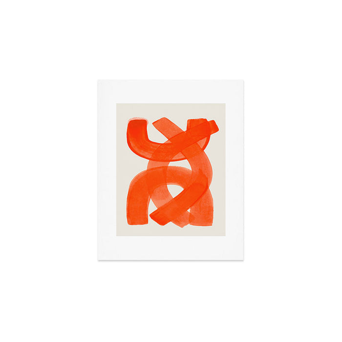 Mid Century Modern Abstract Painting Orange Watercolor Brush Strokes Art Print Gallery Image 1