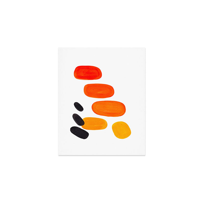 Mid Century Modern Colorful Minimal Pop Art Yellow Orange Ombre Rainbow Gradient Pebble Ovals Art Print Gallery Image 1