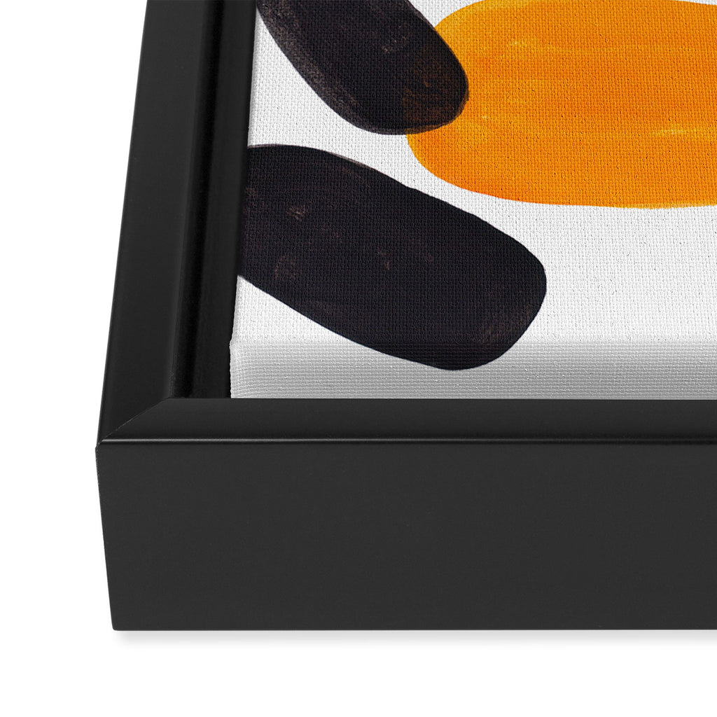 Mid Century Modern Colorful Minimal Pop Art Yellow Orange Ombre Rainbow Gradient Pebble Ovals Framed Canvas Print Gallery Image 3