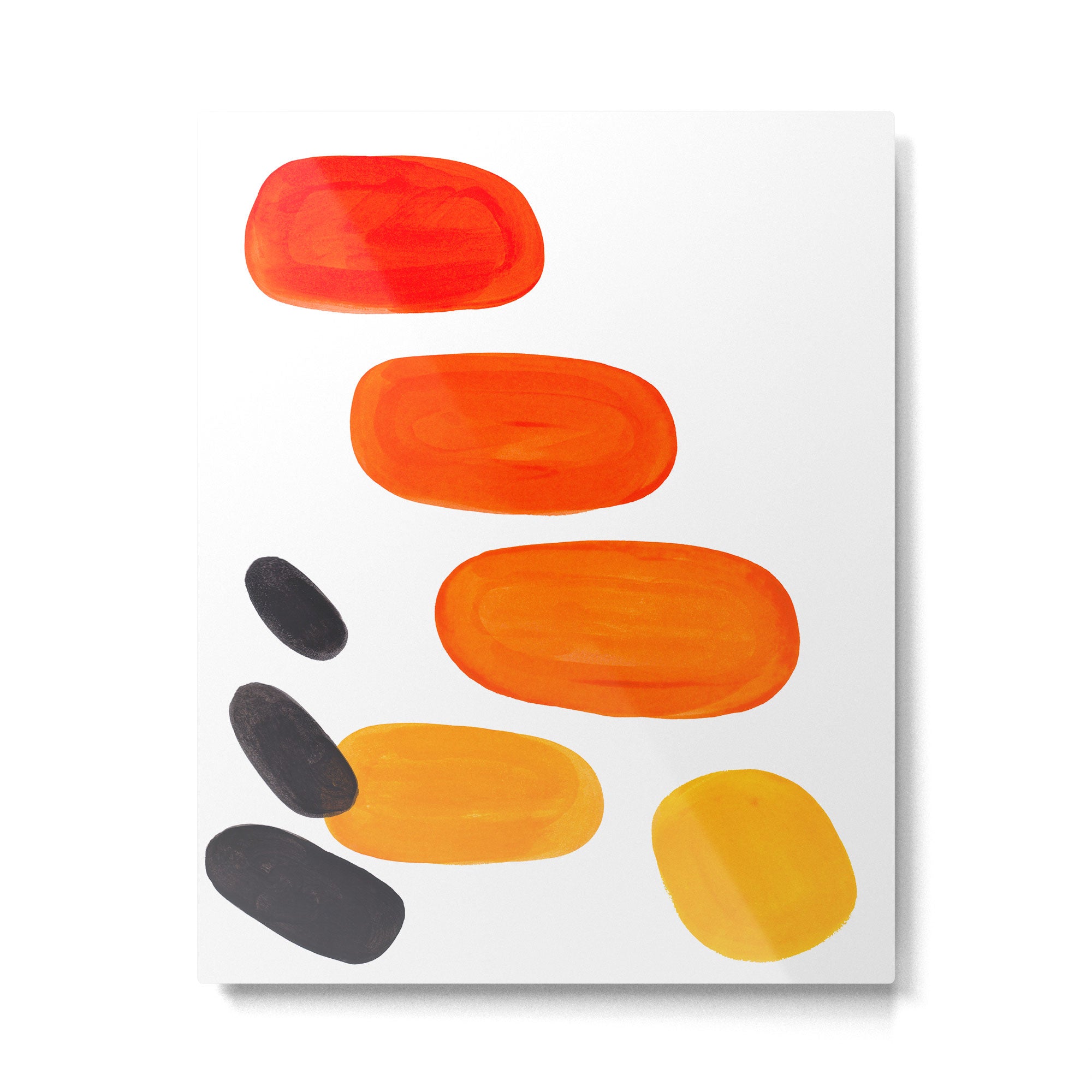Mid Century Modern Colorful Minimal Pop Art Yellow Orange Ombre Rainbow Gradient Pebble Ovals Metal Print Gallery Image 4