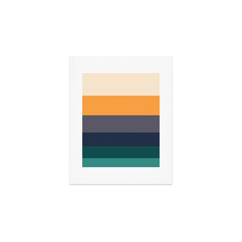 Mid Century Modern Minimalist Color Block Pattern Yellow Grey Green Art Print Gallery Image 1