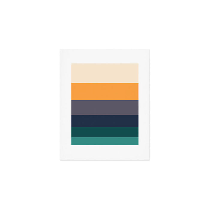 Mid Century Modern Minimalist Color Block Pattern Yellow Grey Green Art Print Gallery Image 1