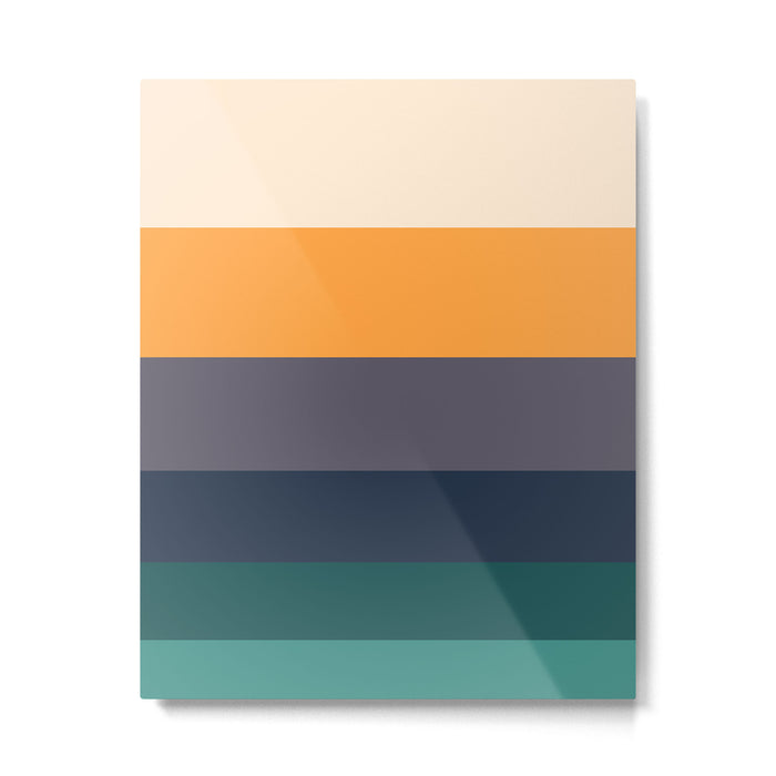 Mid Century Modern Minimalist Color Block Pattern Yellow Grey Green Metal Print Gallery Image 1