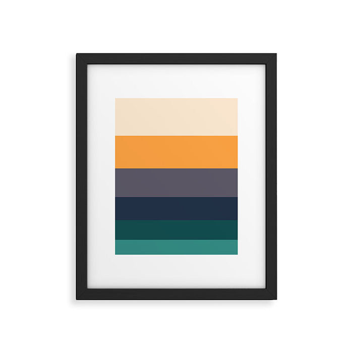 Mid Century Modern Minimalist Color Block Pattern Yellow Grey Green Framed Art Print Gallery Image 1