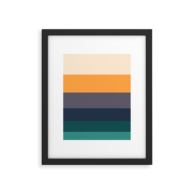 Mid Century Modern Minimalist Color Block Pattern Yellow Grey Green Framed Art Print Gallery Image 5
