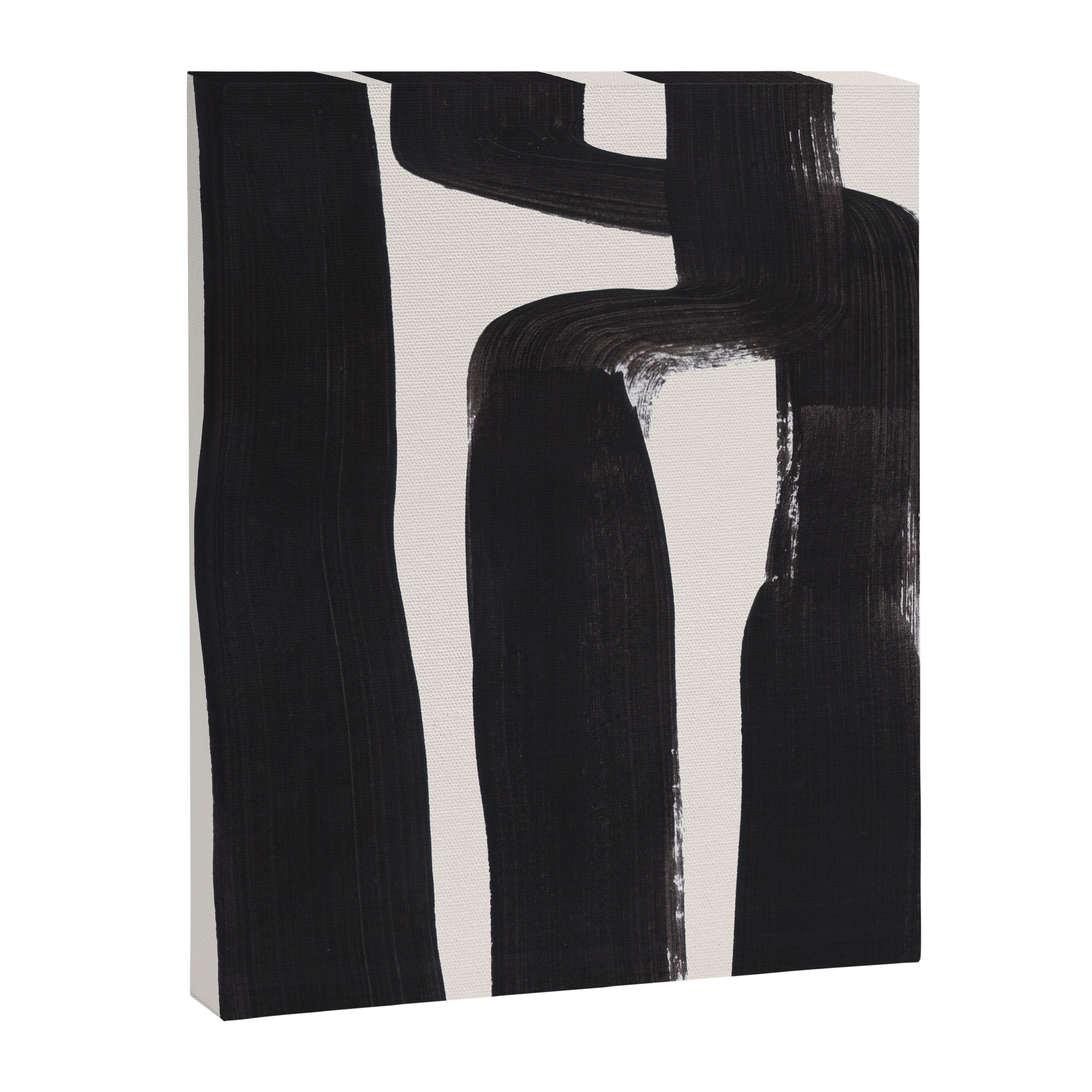 Mid Century Modern Minimalist Abstract Art Brush Strokes Black & White Ink Art Ancient Stripes Canvas Print Gallery Image 6