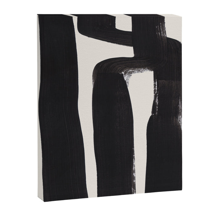 Mid Century Modern Minimalist Abstract Art Brush Strokes Black & White Ink Art Ancient Stripes Canvas Print Gallery Image 1