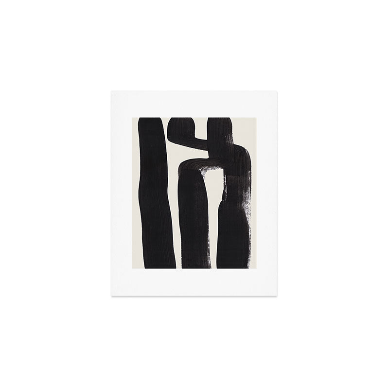 Mid Century Modern Minimalist Abstract Art Brush Strokes Black & White Ink Art Ancient Stripes Art Print Gallery Image 1