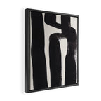 Mid Century Modern Minimalist Abstract Art Brush Strokes Black & White Ink Art Ancient Stripes Framed Canvas Print Gallery Image 2