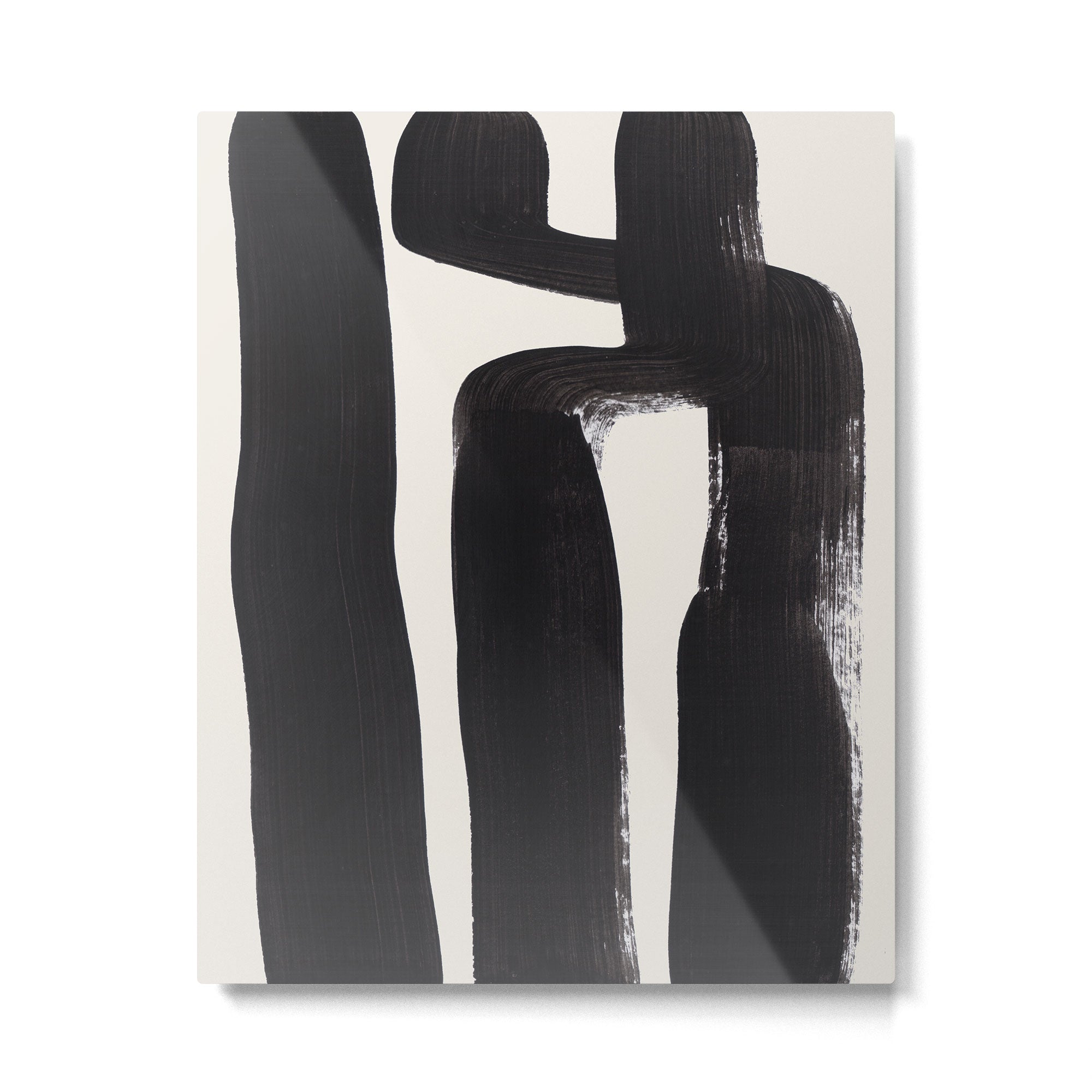 Mid Century Modern Minimalist Abstract Art Brush Strokes Black & White Ink Art Ancient Stripes Metal Print Gallery Image 4